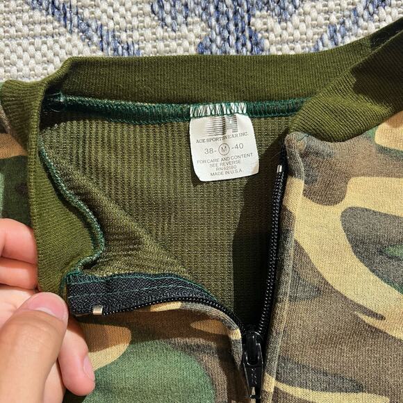 VTG 90's Camo Zipup Jacket Vest Style Thermal Lined SZ Medium - Picture 2 of 5